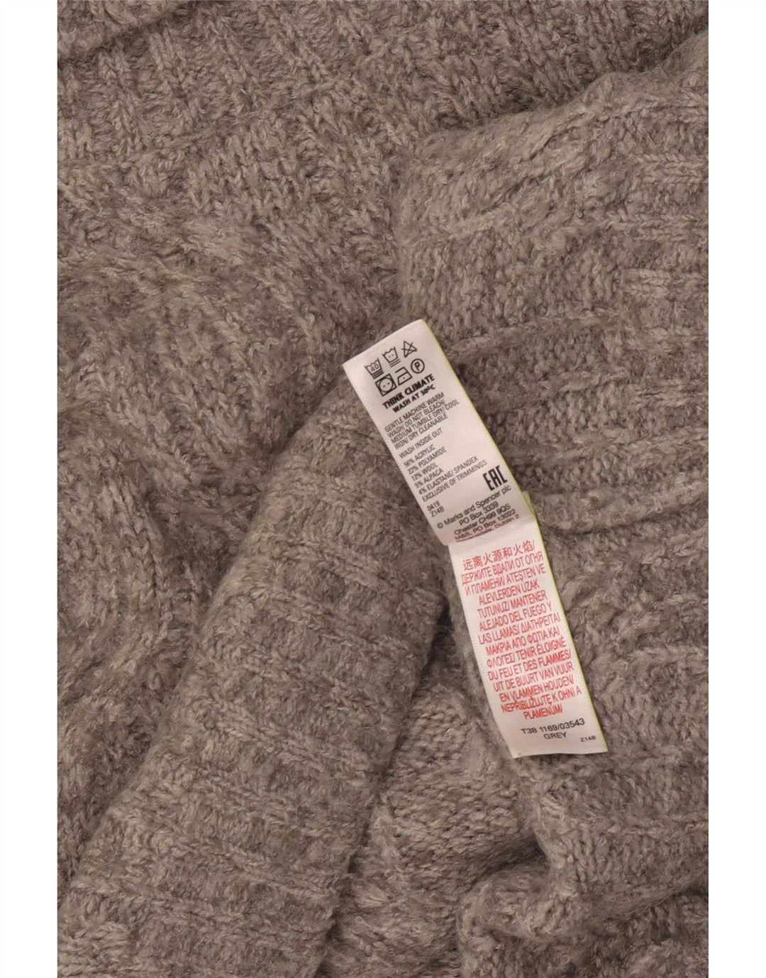 Marks & Spencer Womens Oversized Roll Neck Jumper Sweater UK 16 Large Grey