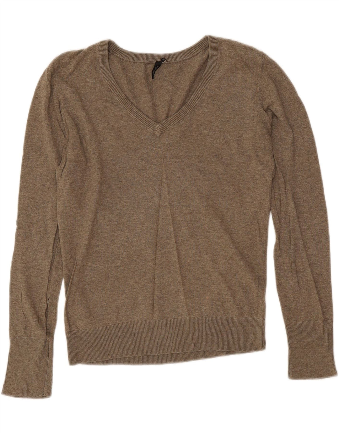 Topshop Womens V-Neck Jumper Sweater UK 12 Medium Grey Cotton