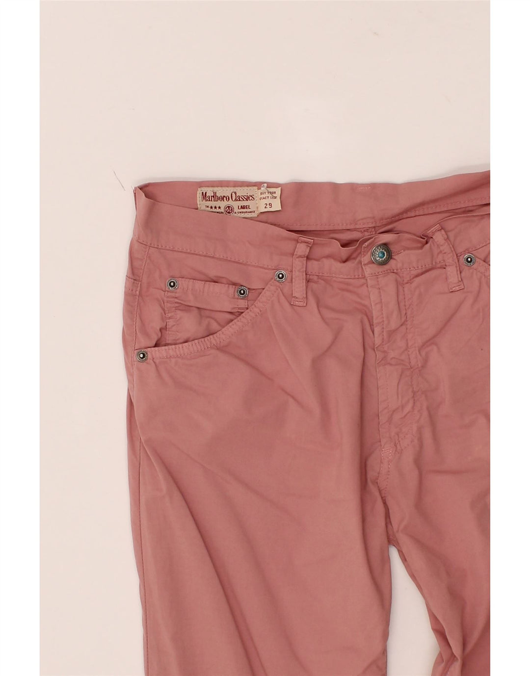 MARLBORO CLASSICS Womens Straight Casual Trousers W29 L27 Pink Cotton Vintage Marlboro Classics and Second-Hand Marlboro Classics from Messina Hembry 