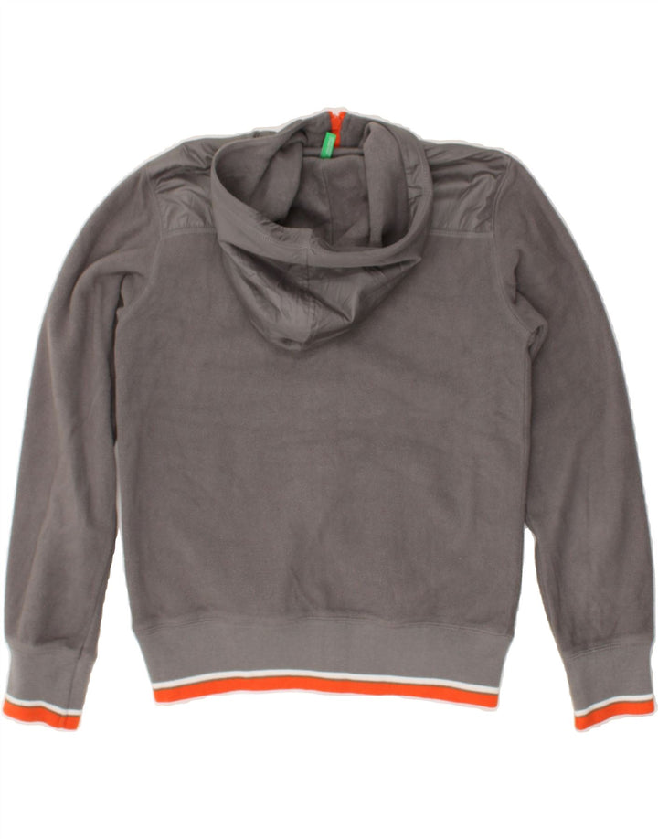 BENETTON Boys Graphic Hooded Fleece Jacket 13-14 Years Grey Polyester | Vintage Benetton | Thrift | Second-Hand Benetton | Used Clothing | Messina Hembry 