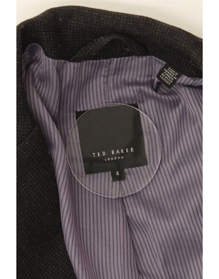 Ted Baker Mens Military Overcoat Size 4 Large Grey Wool
