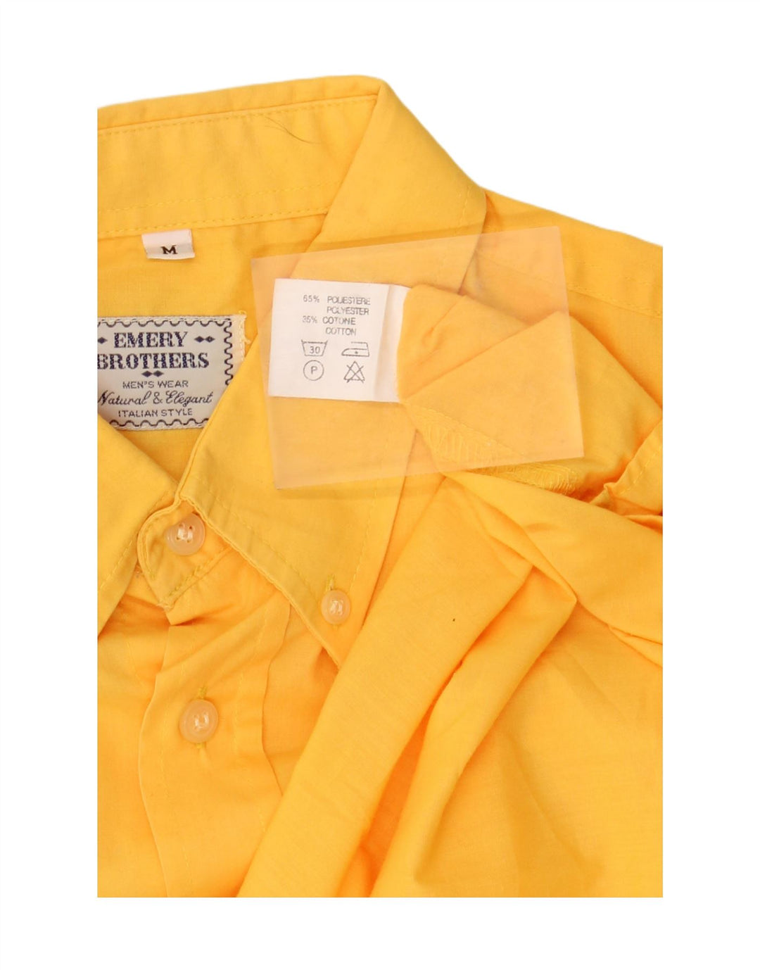 EMERY BROHERS Mens Shirt Medium Yellow Polyester
