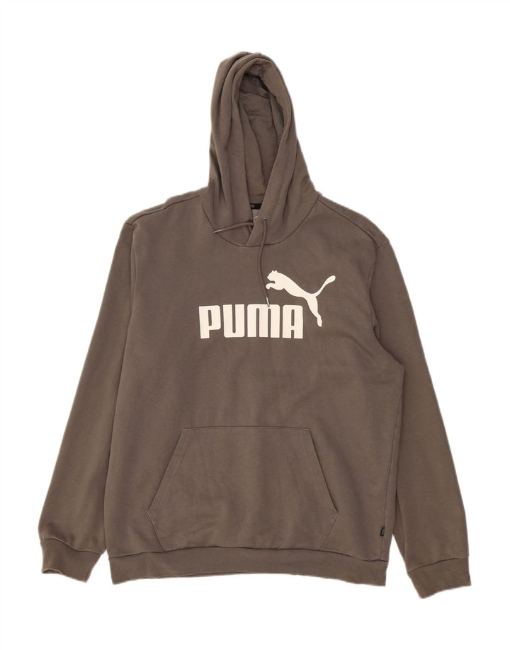 PUMA Mens Graphic Hoodie Jumper Large Grey Cotton