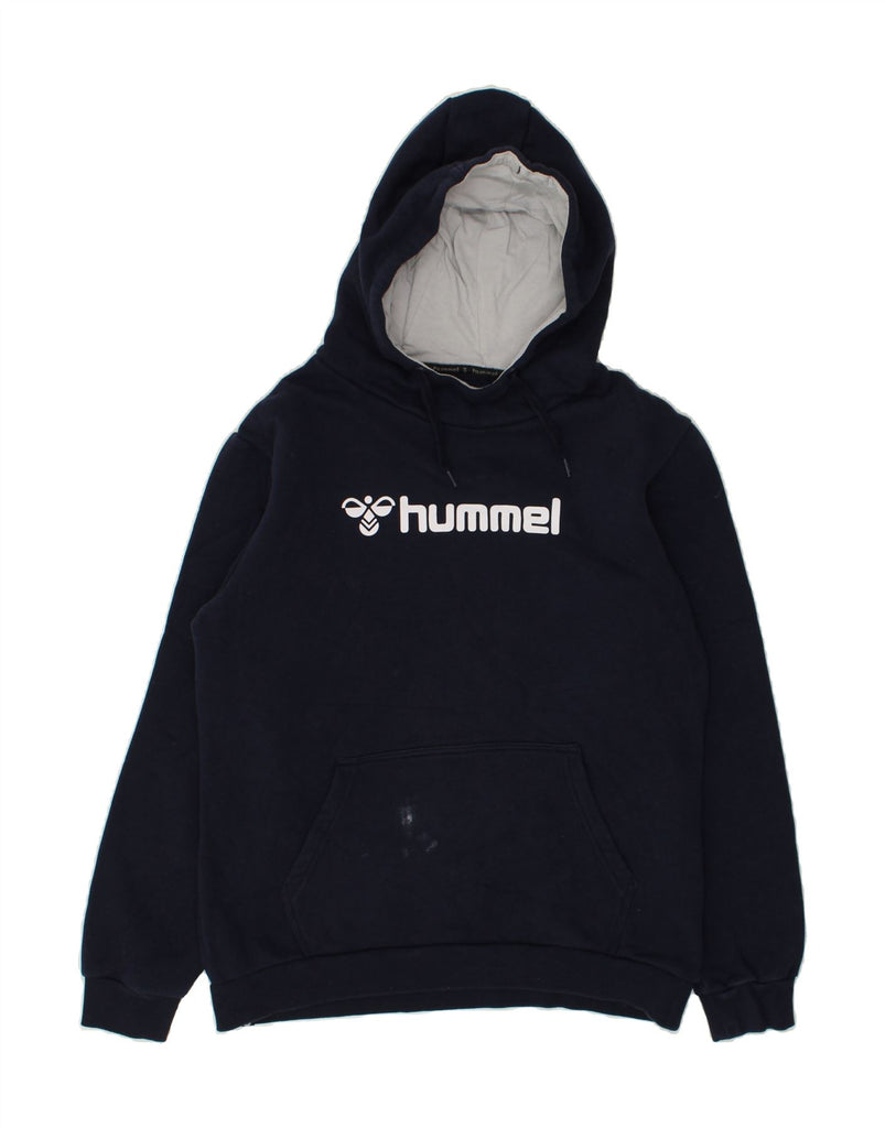 HUMMEL Mens Graphic Hoodie Jumper Large Navy Blue Cotton | Vintage Hummel | Thrift | Second-Hand Hummel | Used Clothing | Messina Hembry 