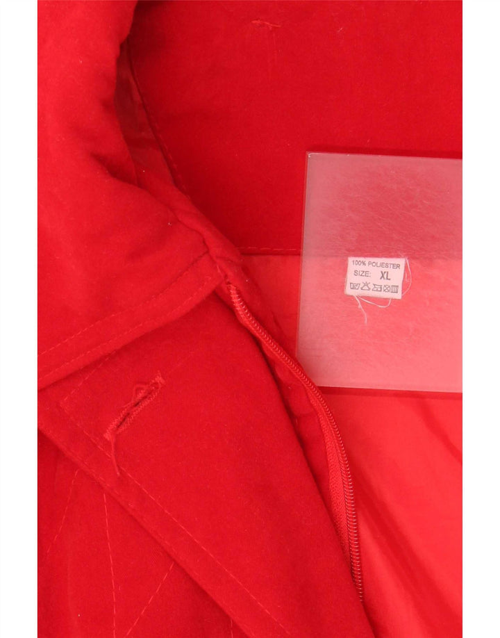 Vintage Womens Hooded Oversized Parka Jacket UK 18 XL Red Polyester