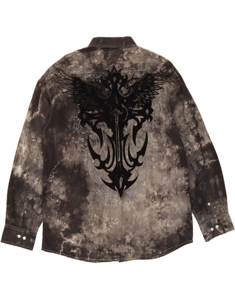 VINTAGE Mens Graphic Shirt XL Grey Tie Dye Cotton Vintage Vintage and Second-Hand Vintage from Messina Hembry 