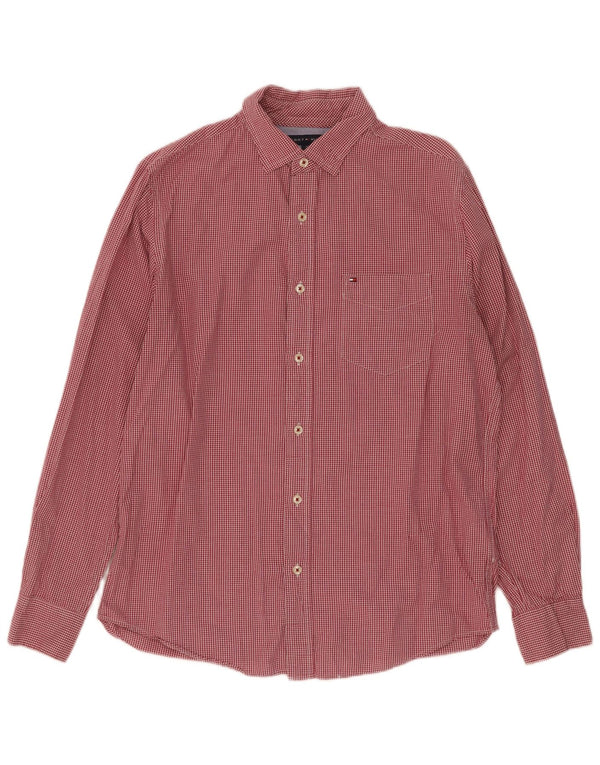 Tommy Hilfiger Mens Classic Fit Shirt Small Red Gingham Cotton