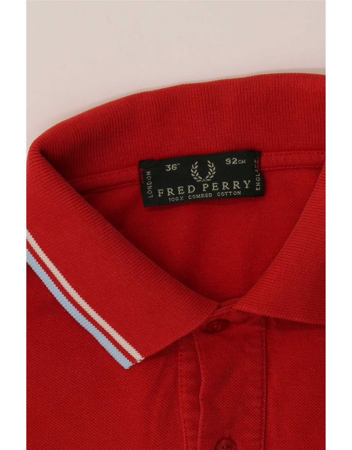 Fred Perry Mens Polo Shirt Small Red Striped Cotton