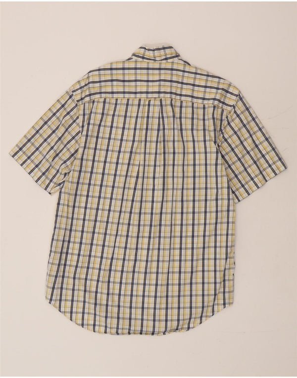 Nautica Mens Short Sleeve Shirt Small Yellow Check Cotton