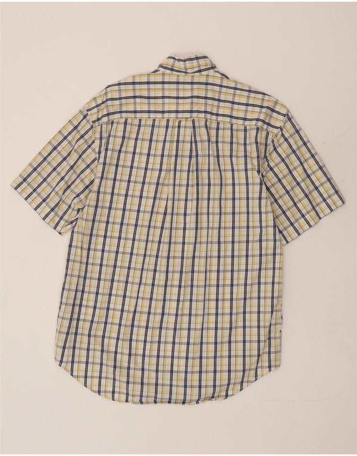 Nautica Mens Short Sleeve Shirt Small Yellow Check Cotton