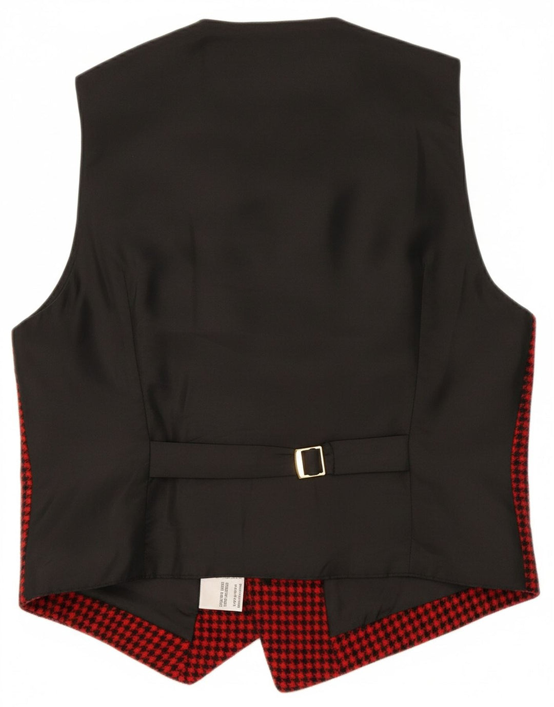 AVALON Womens Waistcoat UK 14 Large  Red Houndstooth Virgin Wool