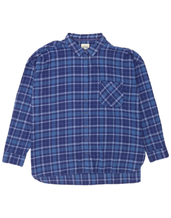 Fat Face Womens Overshirt Flannel Shirt UK 20 2XL Blue Check Cotton