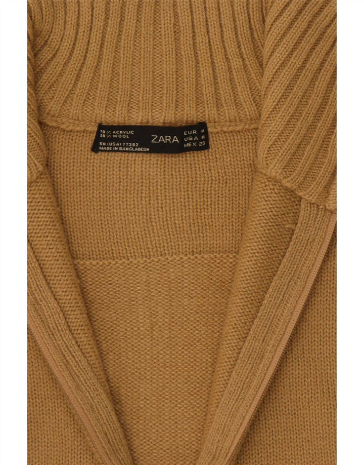 Zara Womens Cardigan Sweater UK 12 Medium Khaki Acrylic