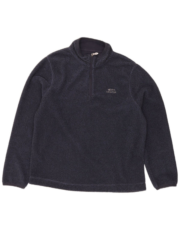 Weird Fish Mens Zip Neck Sweatshirt Jumper Large Navy Blue Polyester