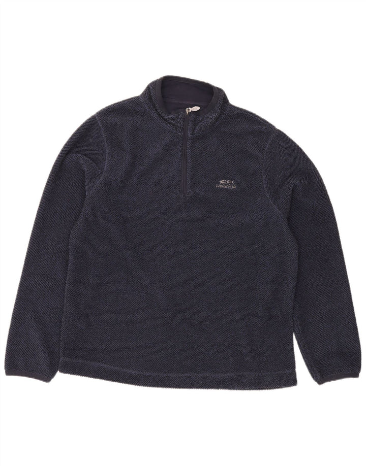 Weird Fish Mens Zip Neck Sweatshirt Jumper Large Navy Blue Polyester
