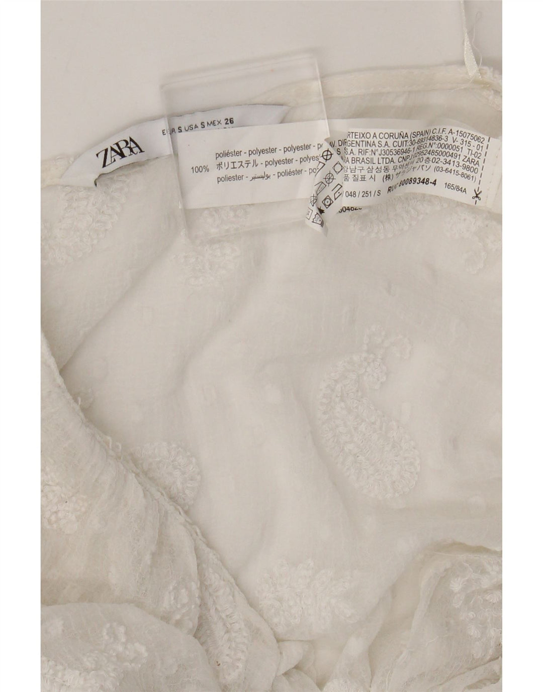 Zara Womens See Through Maxi Dress UK 8 Small White Paisley Polyester