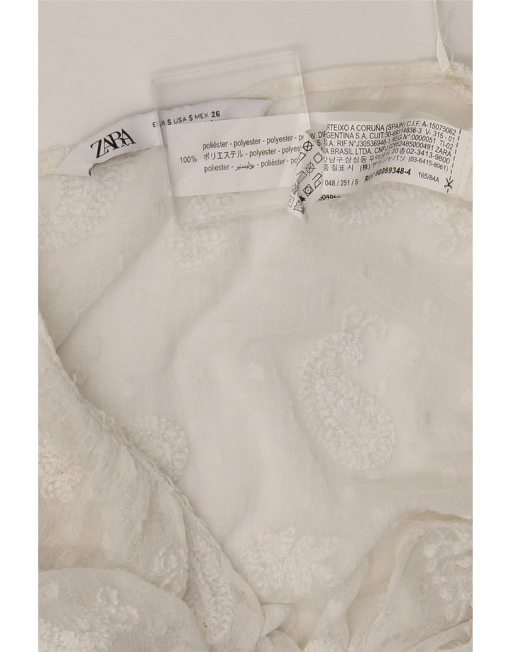 Zara Womens See Through Maxi Dress UK 8 Small White Paisley Polyester