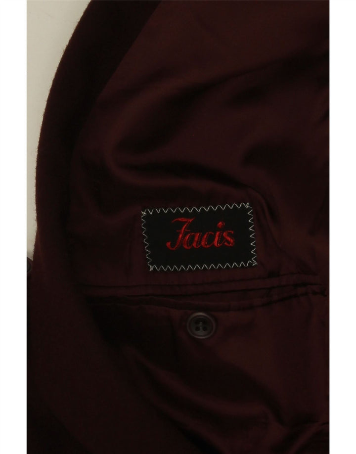 Facis Mens Longline 2 Button Blazer Jacket IT 52  XL Burgundy Virgin Wool