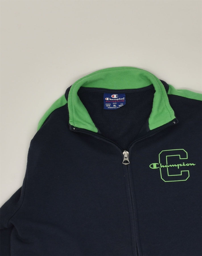 CHAMPION Boys Graphic Tracksuit Top Jacket 13-14 Years Black Cotton | Vintage Champion | Thrift | Second-Hand Champion | Used Clothing | Messina Hembry 