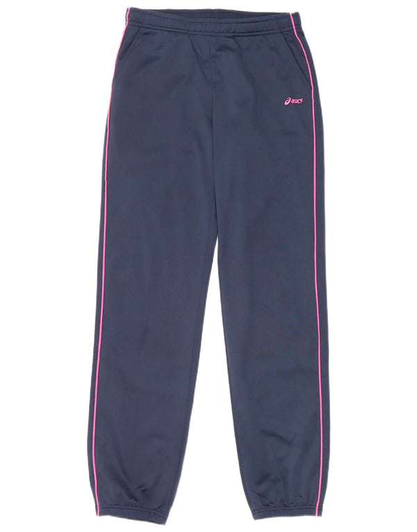 Asics Womens Tracksuit Trousers Joggers UK 12 Medium Navy Blue Polyester