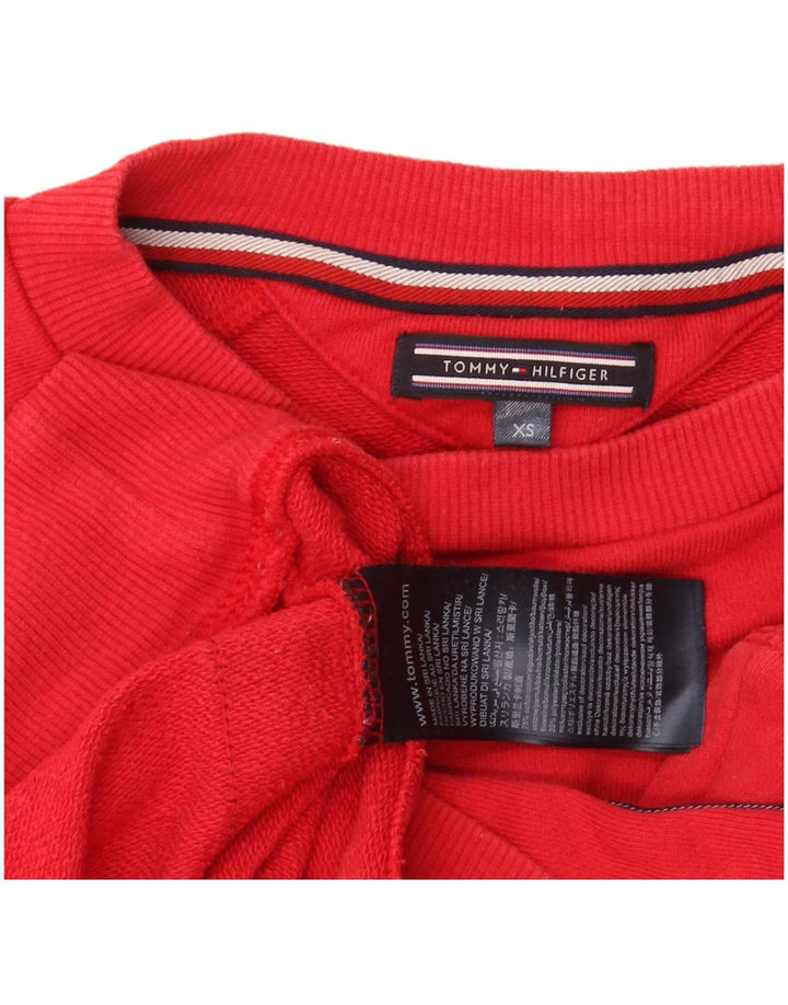 TOMMY HILFIGER Mens Graphic Sweatshirt Jumper XS Red Colourblock Cotton