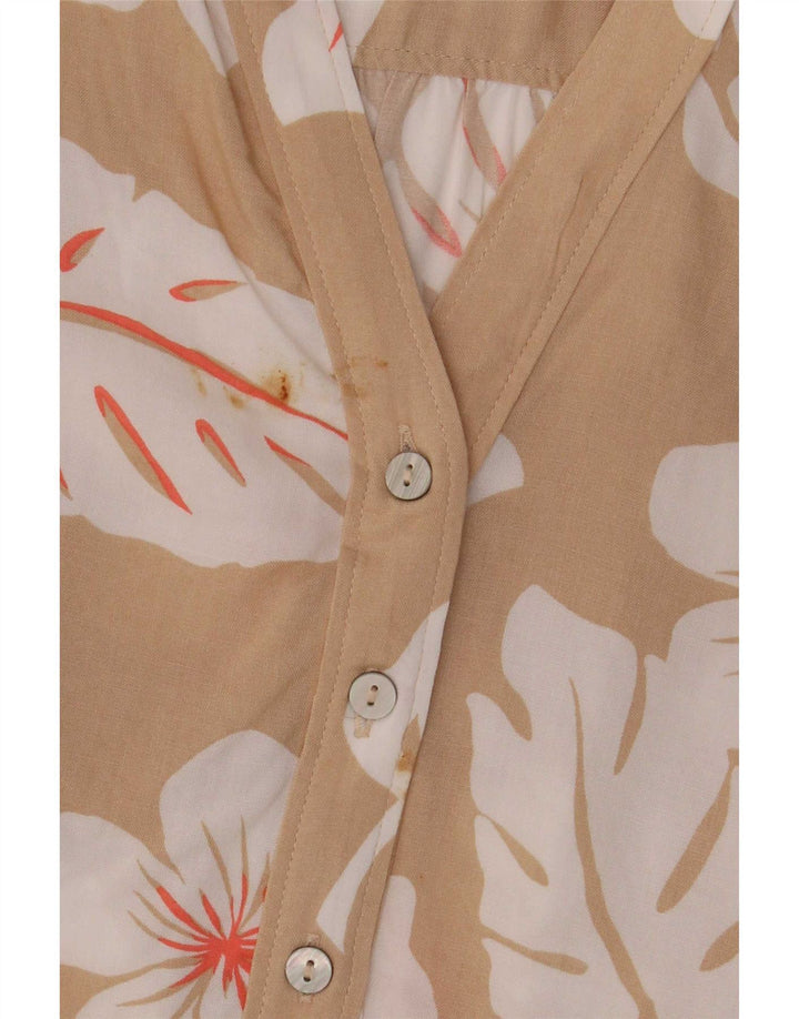 Marks & Spencer Womens Pullover Shirt UK 20 2XL Beige Floral Viscose