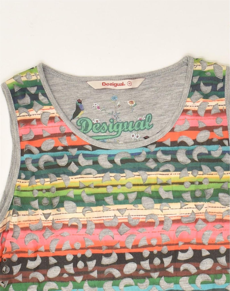 DESIGUAL Womens Basic Dress UK 14 Medium Multicoloured Striped Polyester | Vintage Desigual | Thrift | Second-Hand Desigual | Used Clothing | Messina Hembry 