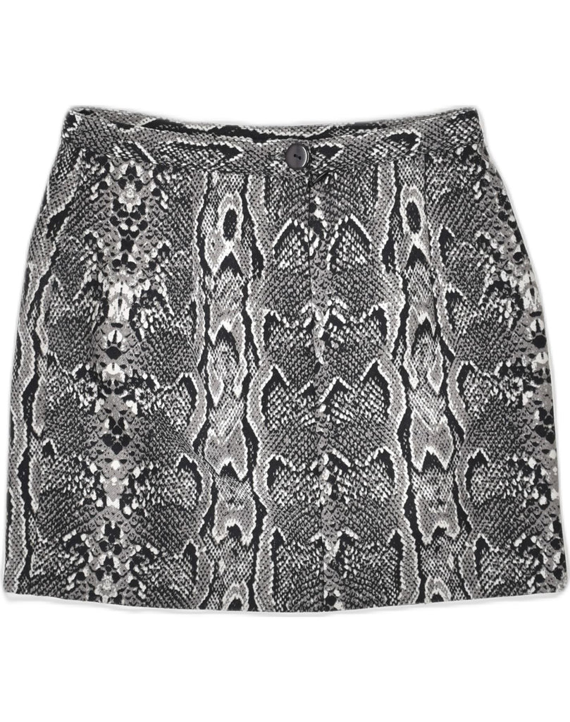 VINTAGE Womens Mini Skirt IT 44 Medium W26  Grey Animal Print Polyester | Vintage Vintage | Thrift | Second-Hand Vintage | Used Clothing | Messina Hembry 