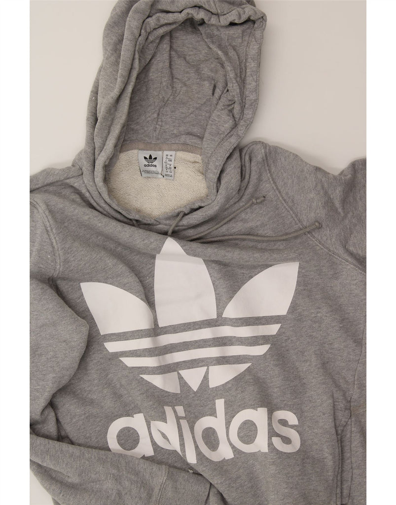 ADIDAS Womens Graphic Hoodie Jumper UK 12 Medium  Grey Cotton Vintage Adidas and Second-Hand Adidas from Messina Hembry 