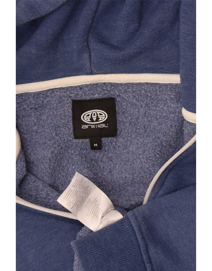 Animal Mens Zip Hoodie Sweater Medium Blue Cotton