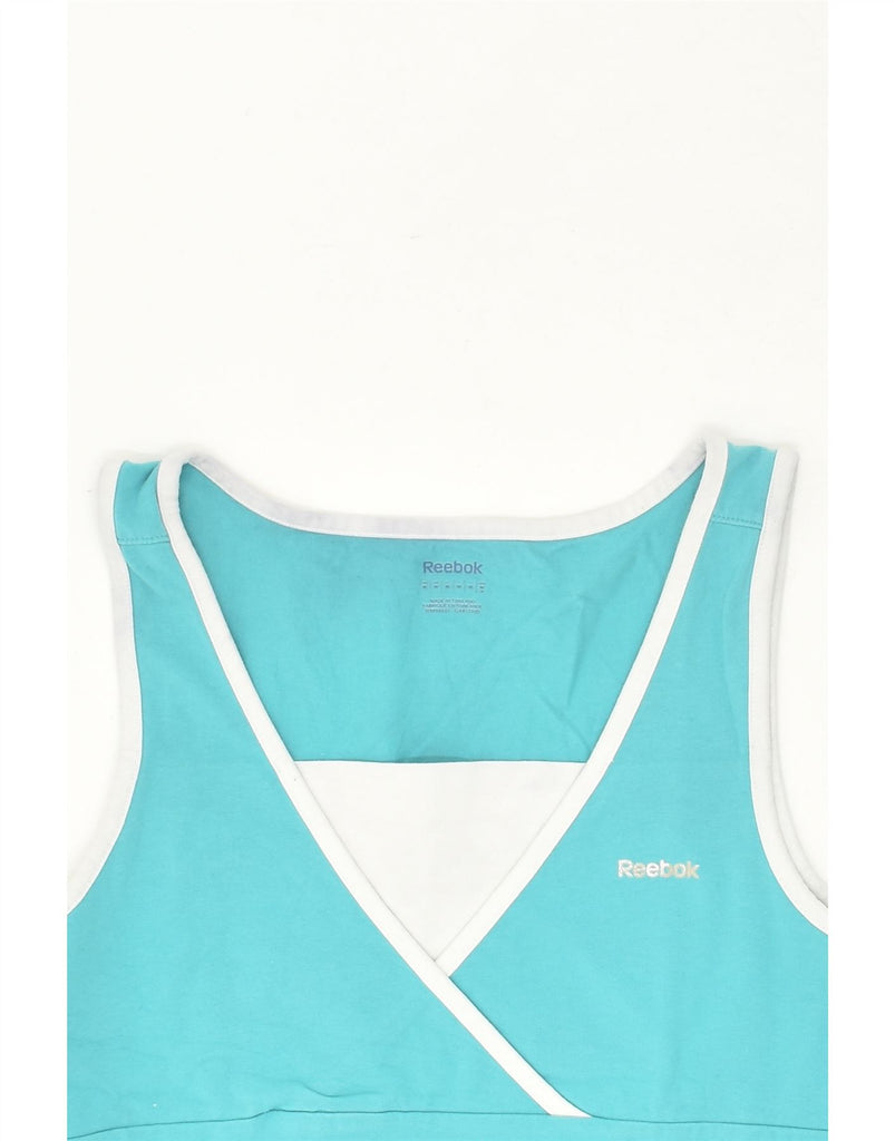 REEBOK Womens Vest Top UK 12 Medium Blue Cotton | Vintage Reebok | Thrift | Second-Hand Reebok | Used Clothing | Messina Hembry 