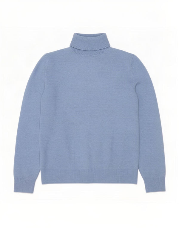 Marks & Spencer Womens Roll Neck Jumper Sweater UK 16 Large Blue Polyester