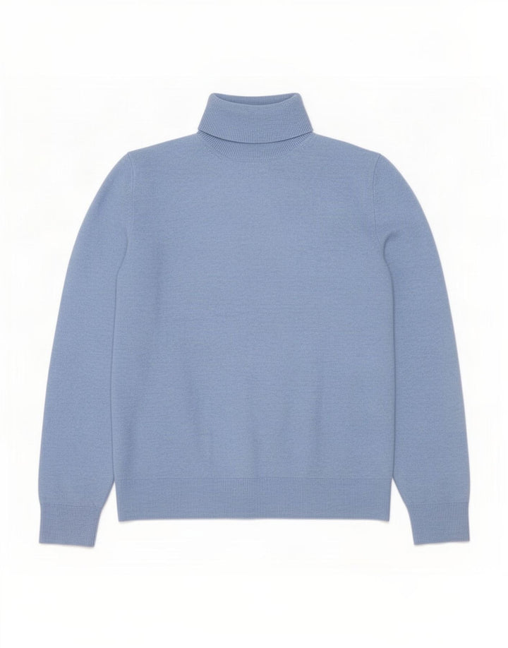 Marks & Spencer Womens Roll Neck Jumper Sweater UK 16 Large Blue Polyester