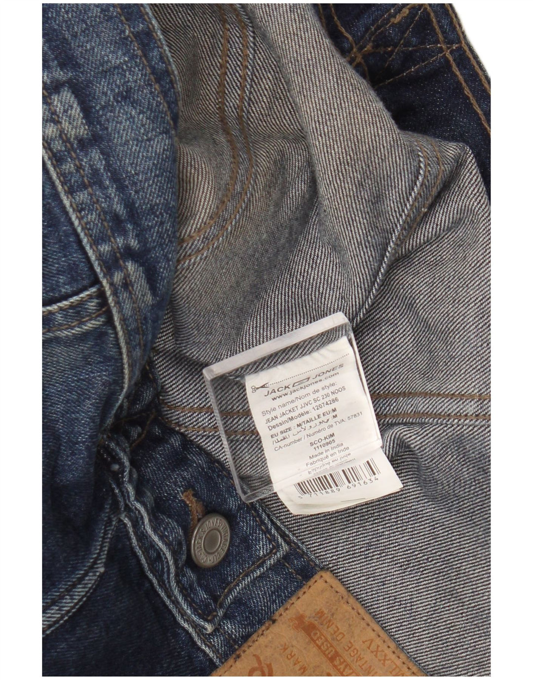 Jack & Jones Mens Denim Jacket UK 38 Medium Navy Blue Cotton