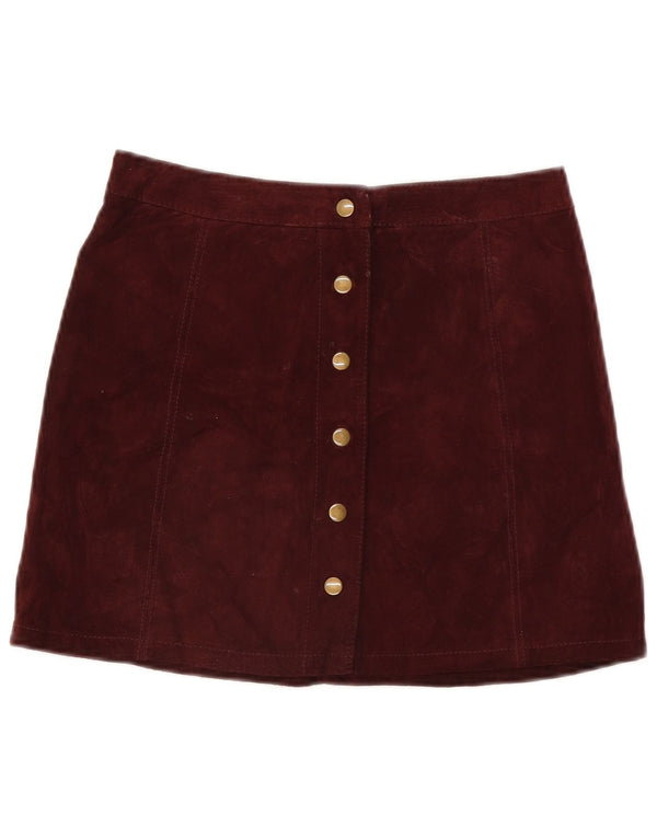 Stradivarius Womens Suede Mini Skirt Medium W28 Burgundy Leather