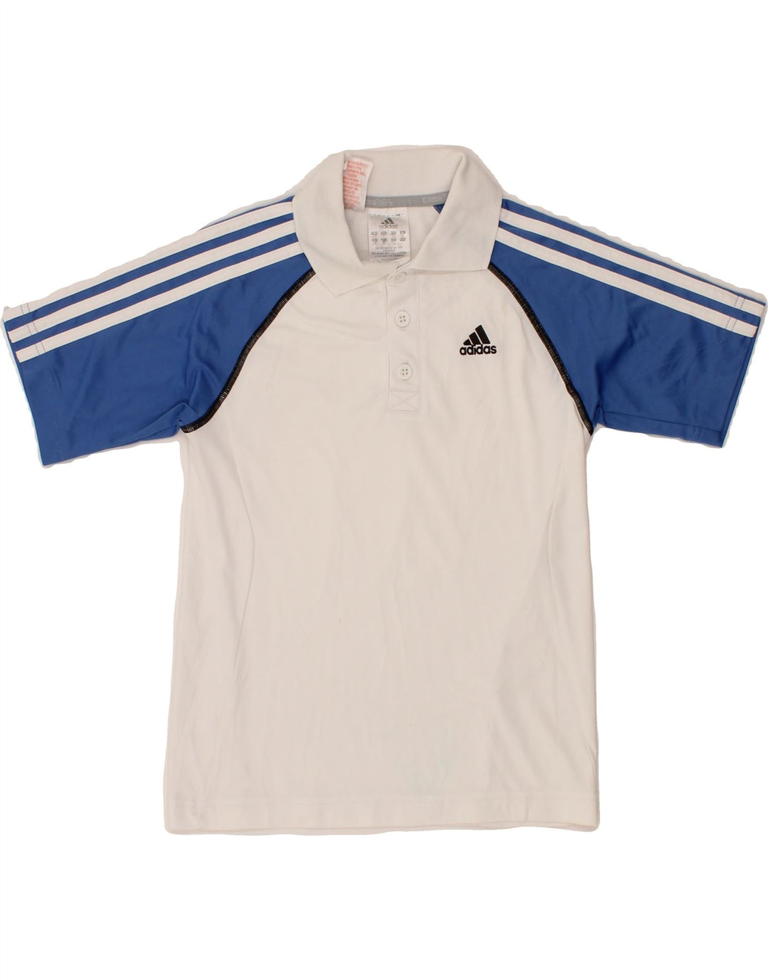 ADIDAS Boys Clima 365 Polo Shirt 9-10 Years White Colourblock Polyester Vintage Adidas and Second-Hand Adidas from Messina Hembry 