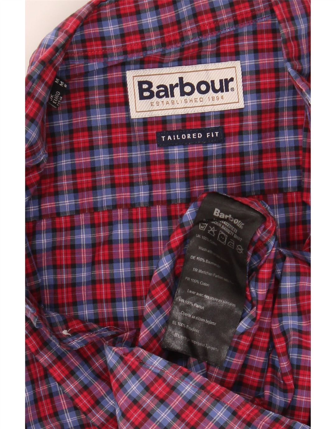 BARBOUR Mens Tailored Fit Short Sleeve Shirt Medium Multicoloured Check