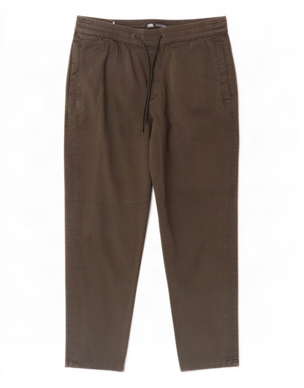 Zara Mens Tapered Chino Trousers Medium W31 L27 Green Cotton