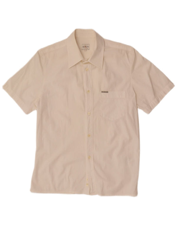 Calvin Klein Jeans Mens Short Sleeve Shirt Medium White Cotton