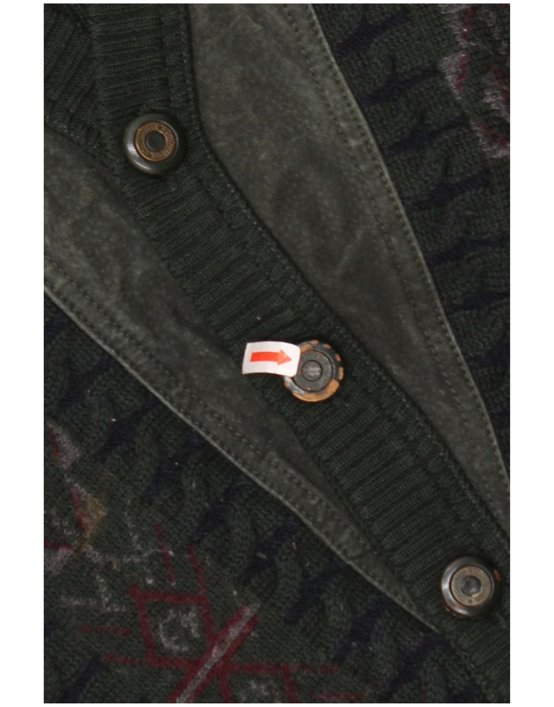 MALAGRIDA Mens Cardigan Sweater Medium Green Geometric Virgin Wool