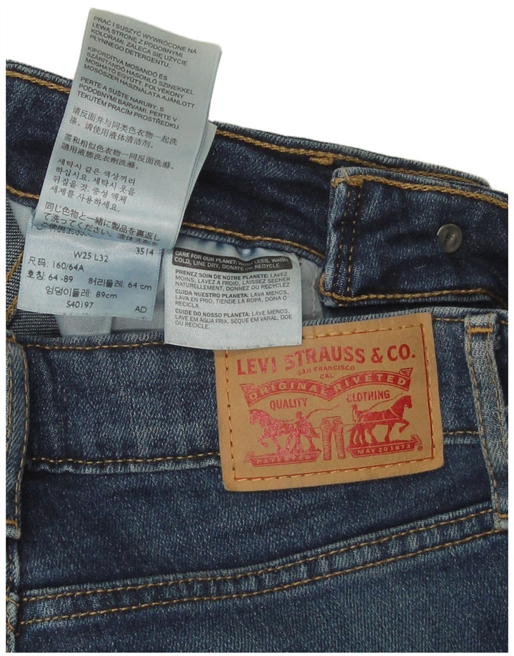 Levi's Womens High Rise Flared Jeans W25 L32 Navy Blue Cotton