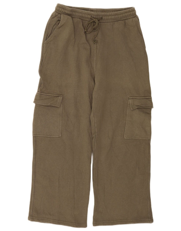 Zara Womens Cargo Tracksuit Trousers UK 12 Medium  Khaki Cotton
