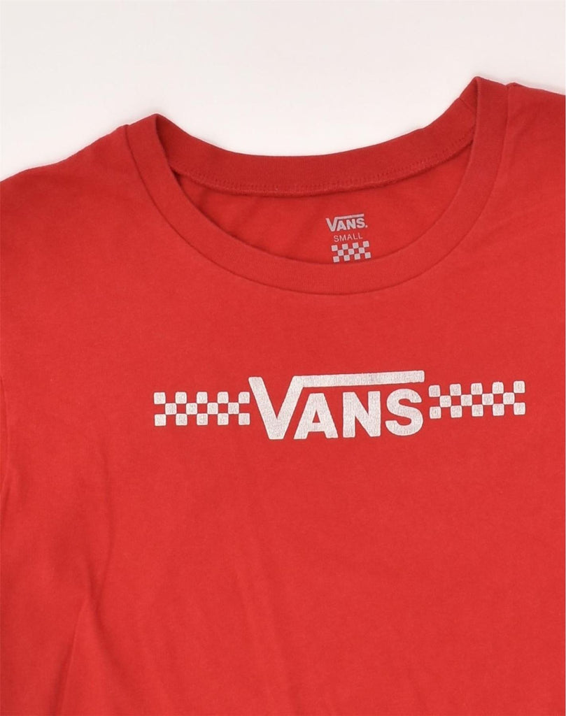 VANS Womens Loose Fit Crop Graphic T-Shirt Top UK 10 Small Red | Vintage Vans | Thrift | Second-Hand Vans | Used Clothing | Messina Hembry 