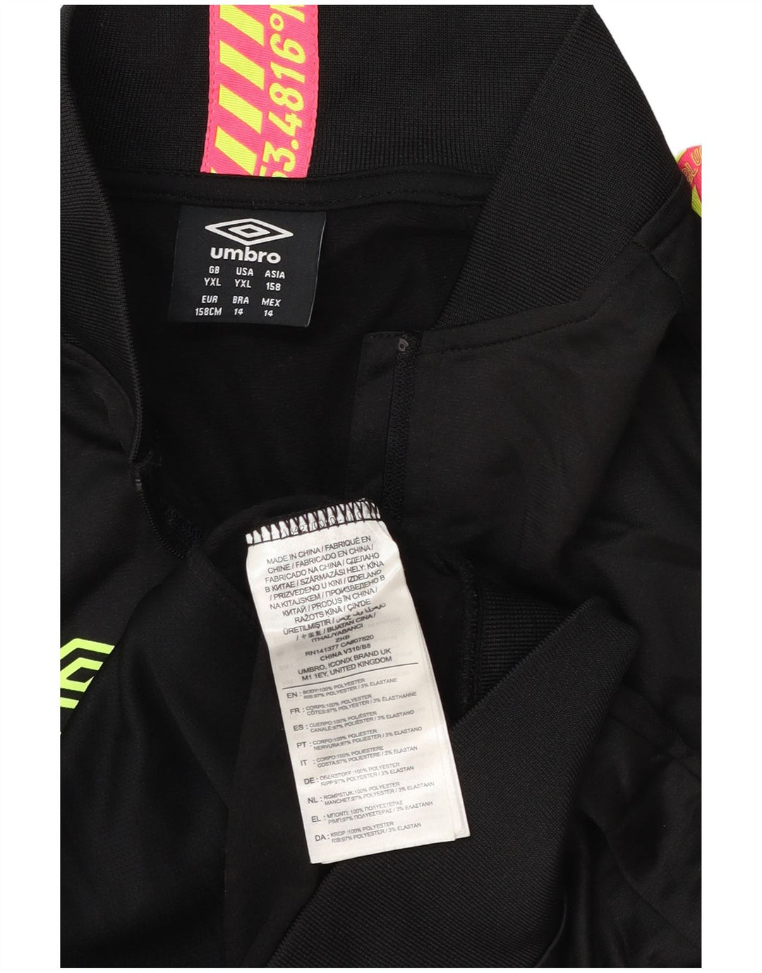 Umbro Boys Graphic Tracksuit Top Jacket 12-13 Years XL Black Polyester