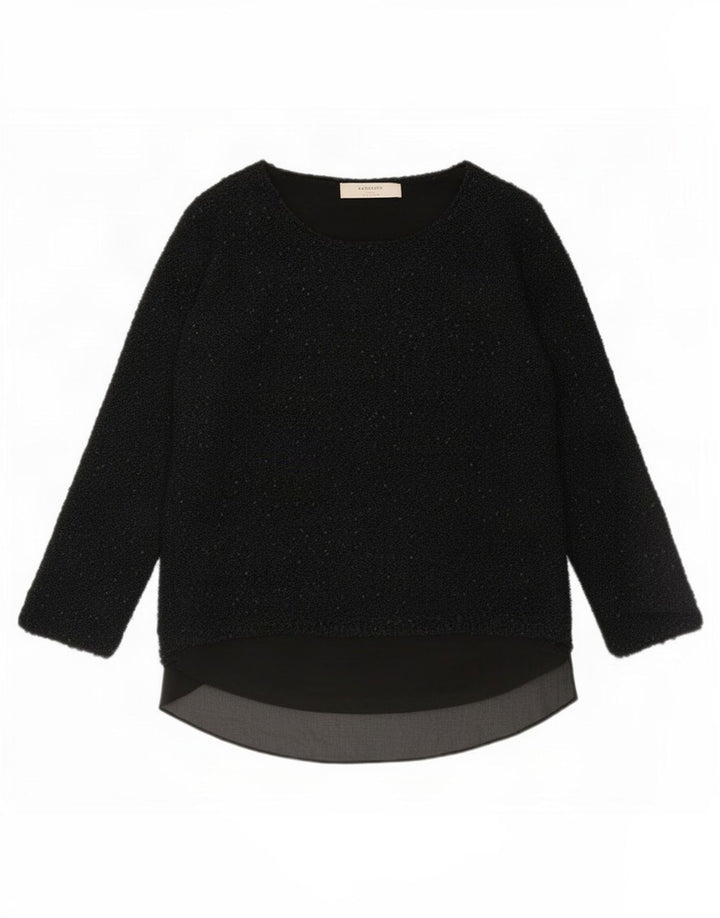 Zara Womens Long Sleeve Tunic Top UK 16 Large Black Polyester