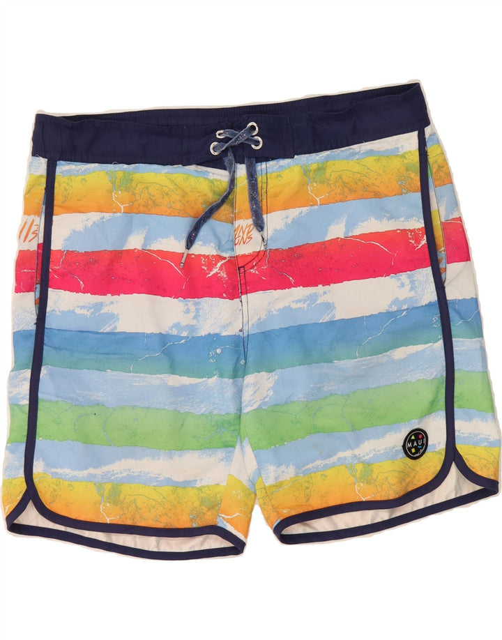 MAUI AND SONS Mens Graphic Swimming Shorts Medium Multicoloured Striped Vintage Maui and Sons and Second-Hand Maui and Sons from Messina Hembry 