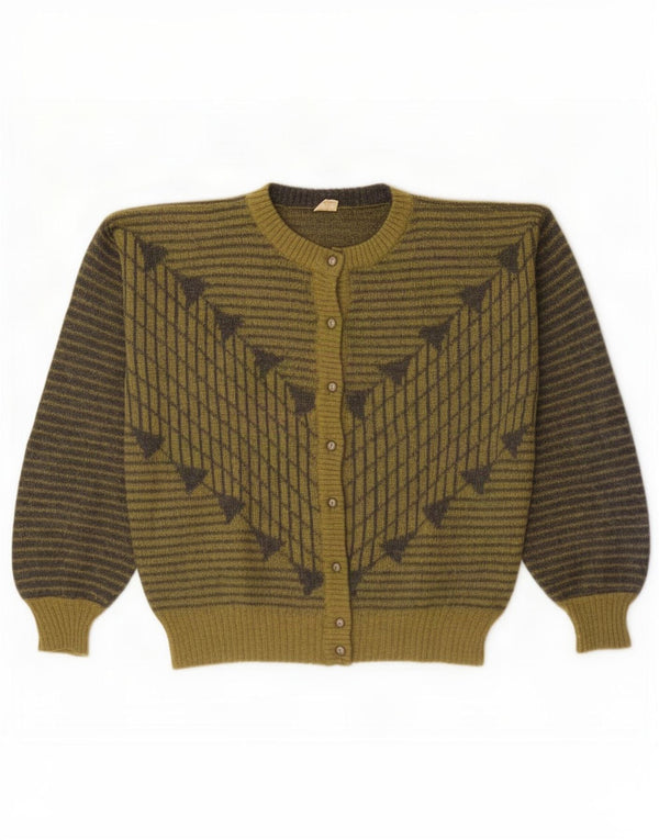 Vintage Womens Cardigan Sweater UK 18 XL Green Geometric Mohair