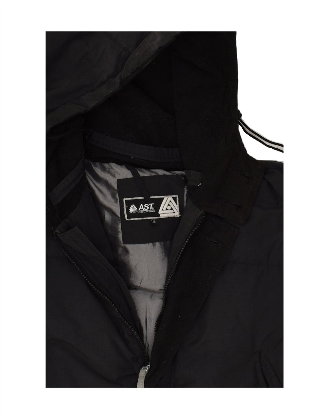 ASTROLABIO Mens Hooded Padded Jacket IT 52 XL Black Polyamide | Vintage Astrolabio | Thrift | Second-Hand Astrolabio | Used Clothing | Messina Hembry 