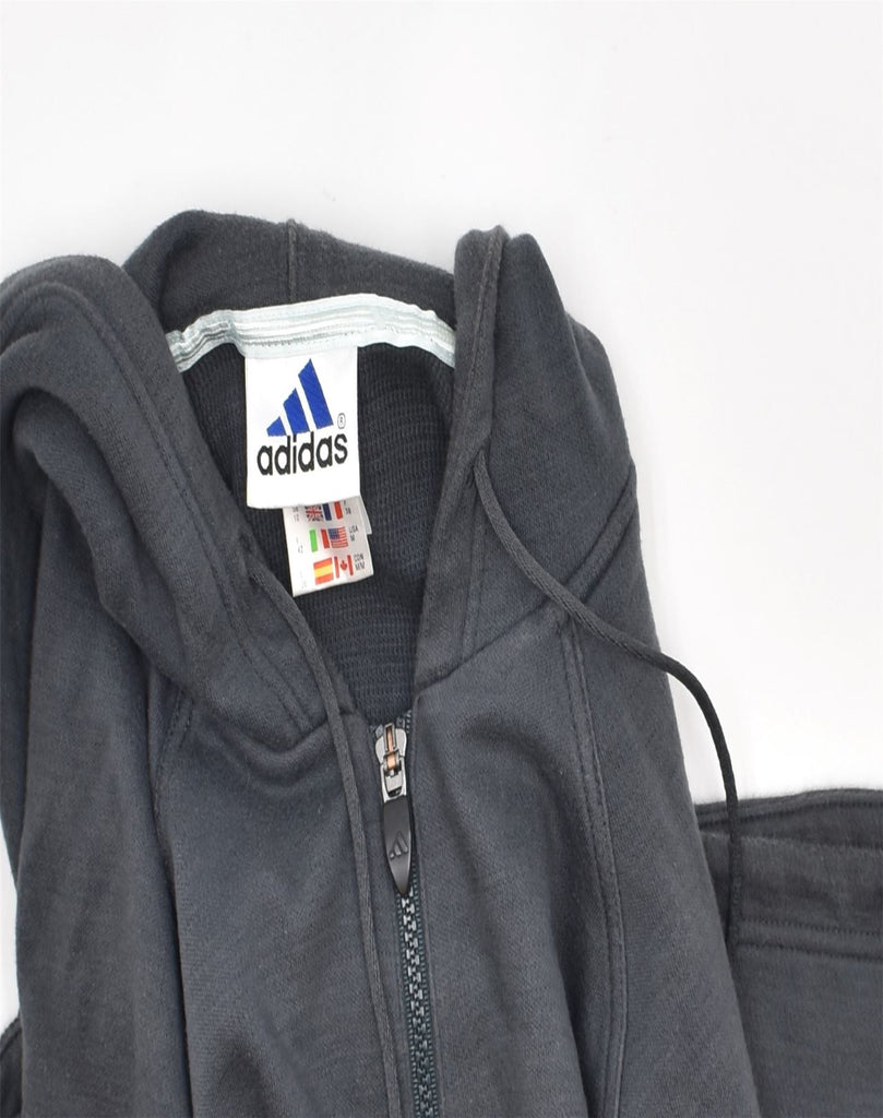 ADIDAS Womens Zip Hoodie Sweater UK 10 Small Grey Cotton | Vintage | Thrift | Second-Hand | Used Clothing | Messina Hembry 