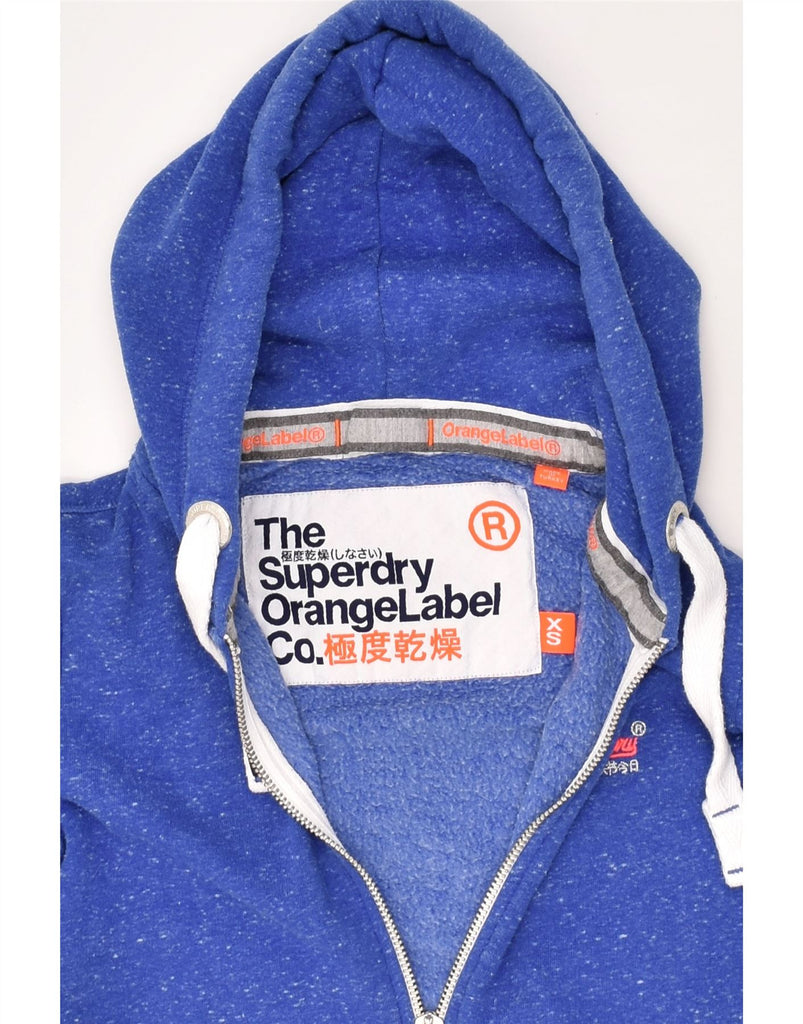 SUPERDRY Womens Zip Hoodie Sweater UK 4 XS Blue Flecked Cotton | Vintage Superdry | Thrift | Second-Hand Superdry | Used Clothing | Messina Hembry 